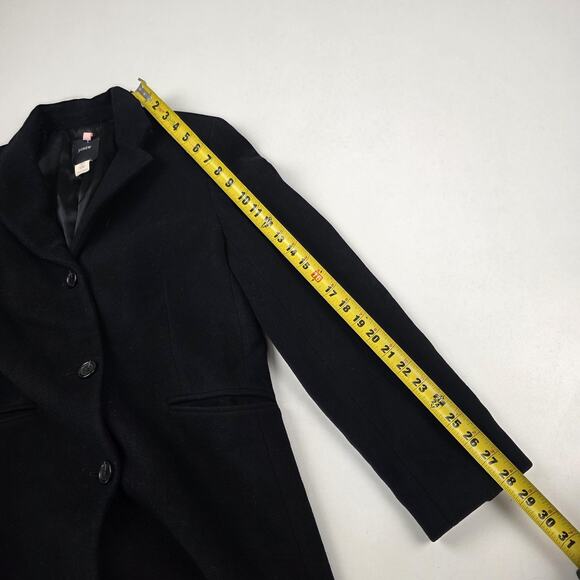 J Crew Long Coat Womens 8 Black Wool Cashmere Blend 3 Button Notch Lapel Lined - Picture 6 of 9